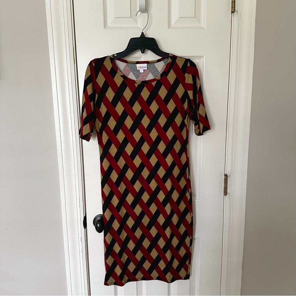LuLaRoe Julia dress in diamond plaid, size S